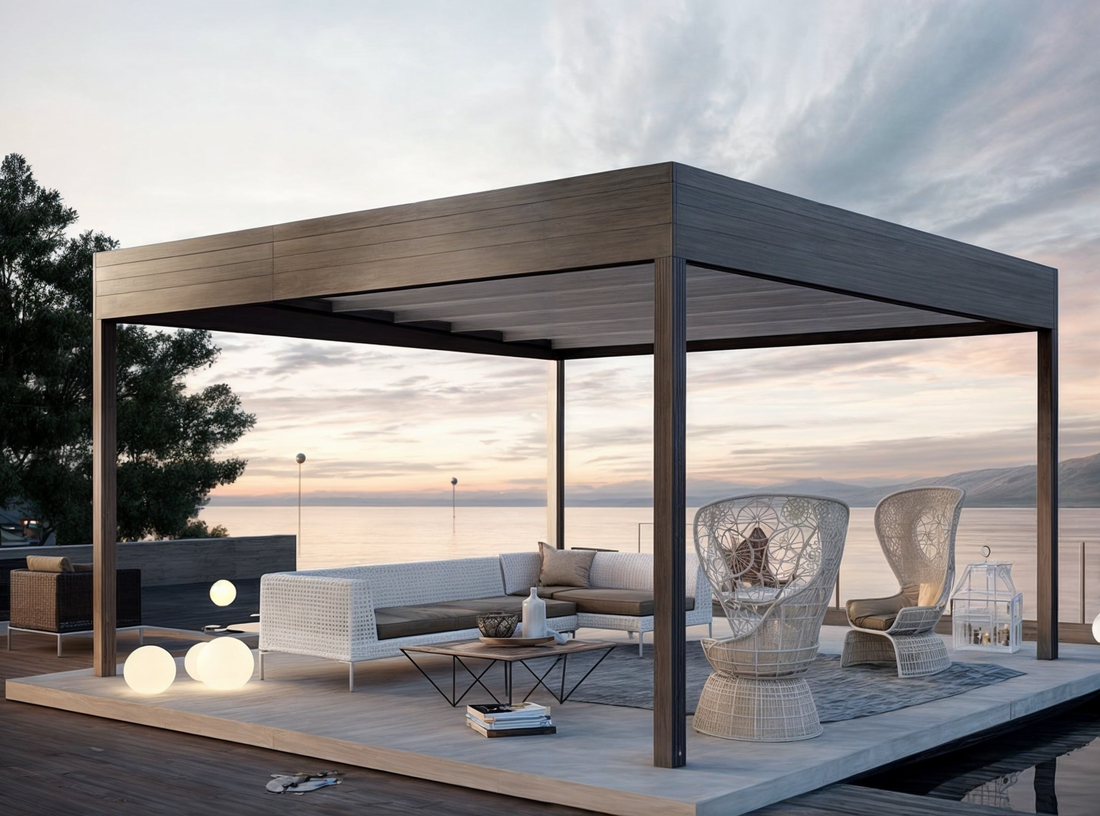 Embracing Coastal Bliss with a Solar Powered Louvered Pergola: A Haven by the Sea